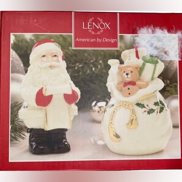 Brand New Lenox “Checking It Twice” Salt & Pepper Shakers Christmas Santa - Picture 7 of 8